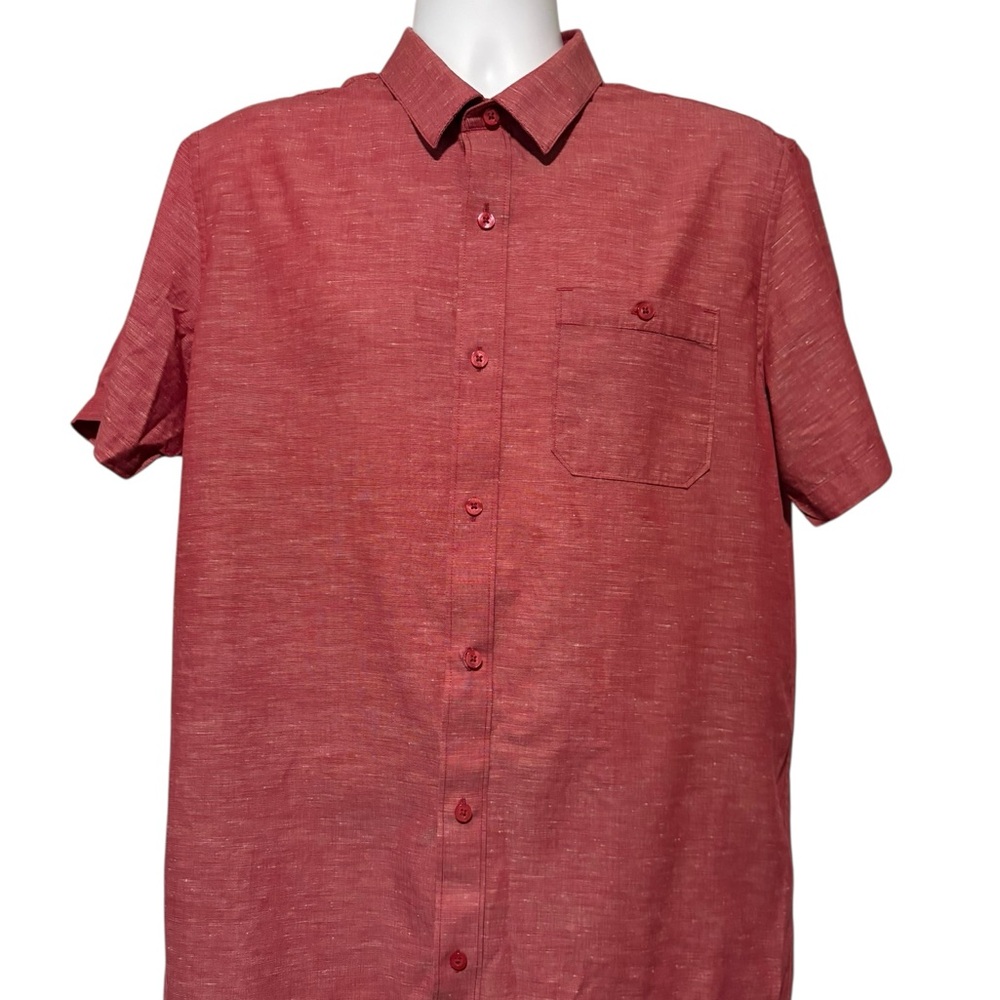 Travis Mathew Mens Short Sleeve Button Up Shirt With Front Pocket Maroon L